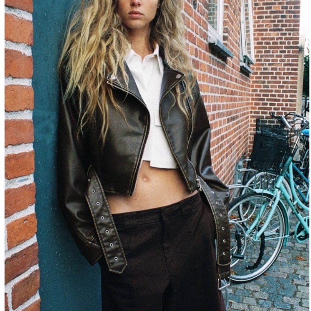 Zara Faux Leather Crop Jacket